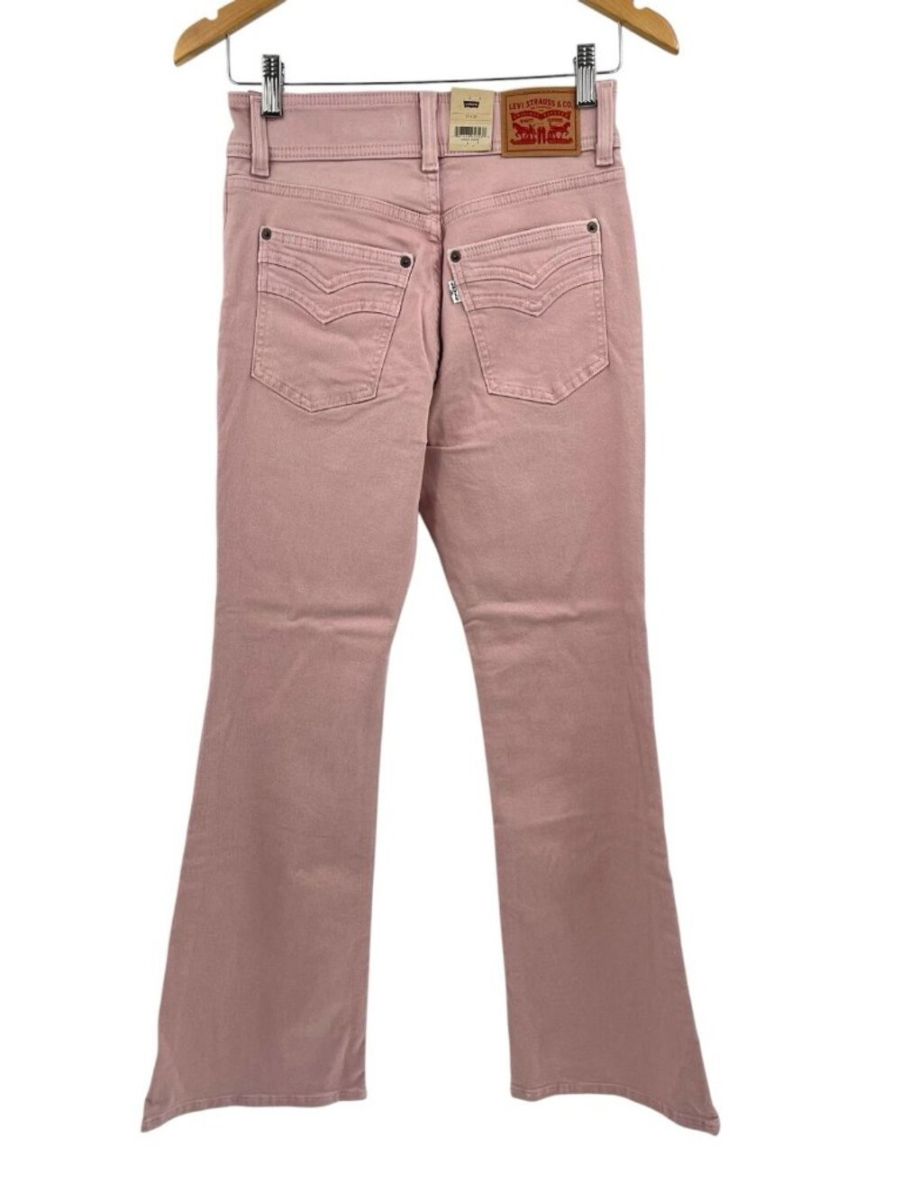 LEVI'S Women's Light Pink Denim 726 High Rise Flare Jeans NWT Size 27 - Picture 7 of 7
